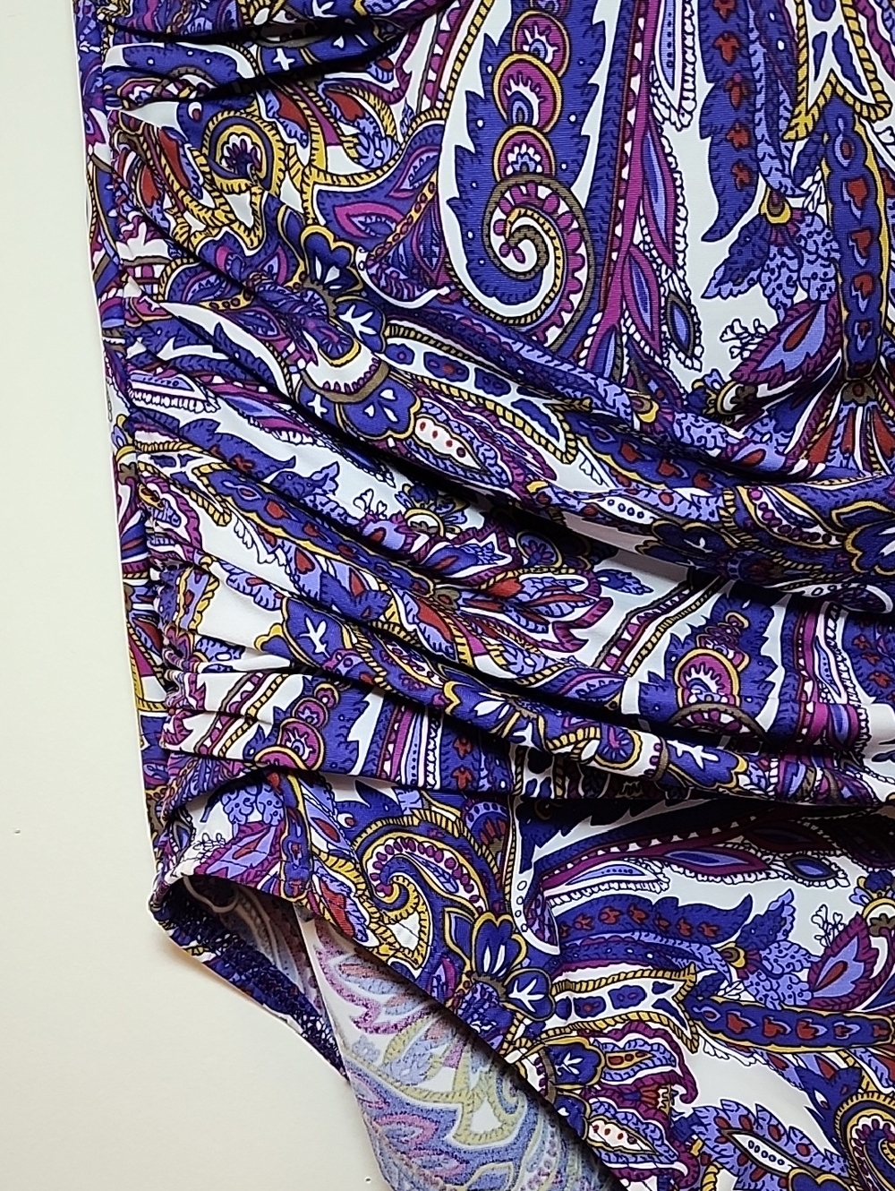 Lands’End Swimsuit OnePiece Ruched Wrapped Slimming Soft Cup Wireless Paisley 14 - Picture 6 of 16